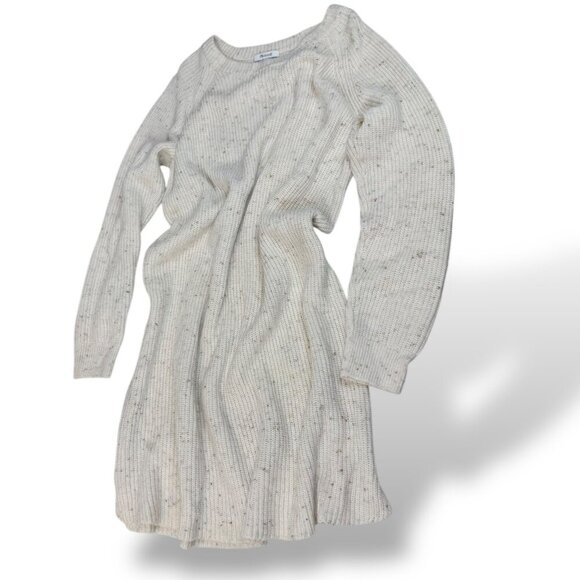 Madewell Donegal Sweater Dress Womens Sz XL Ivory Wool Blend Curved Hem Knit - Picture 1 of 10